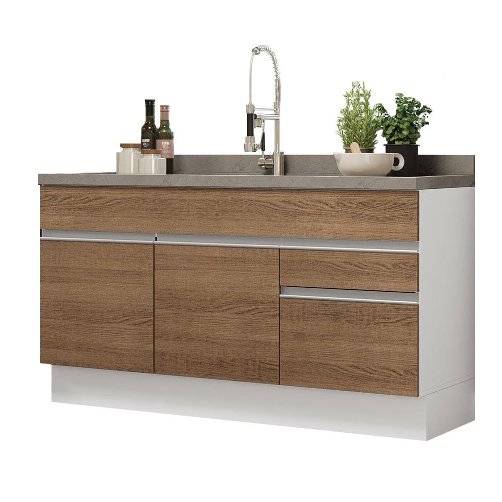 Balcão Gabinete de Pia Armário de Cozinha 150 cm 2 Gavetas 2 Portas ...