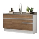 Ver imagem 3 de Balcão Gabinete de Pia Armário de Cozinha 150 cm 2 Gavetas 2 Portas (Sem Tampo e Pia) Branco/Rustic Glamy Madesa