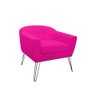 Poltrona Decorativa Jolly Couro Rosa Pink Pés Aramado Mz Decor - 1