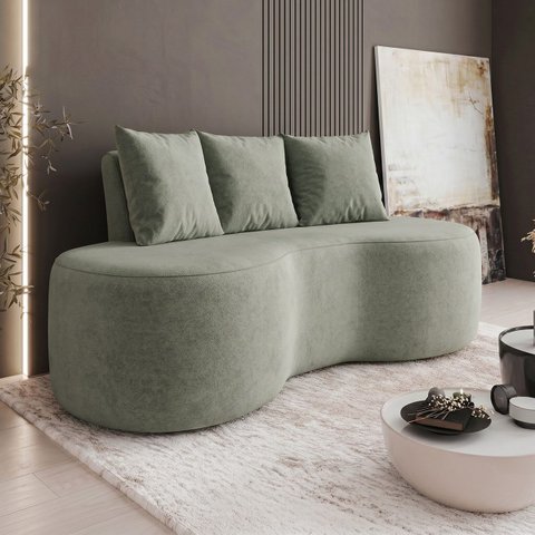 Sofá 2 Lugares 160cm Orgânico Viana B10 Bouclê Menta - Mpozenato