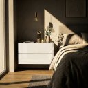 Ver imagem 1 de Mesa Cabeceira Suspensa Eros 60cm 2 Gavetas MDF Premium Branca