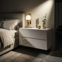 Ver imagem 2 de Mesa Cabeceira Suspensa Eros 60cm 2 Gavetas MDF Premium Branca