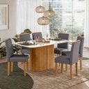 Ver imagem 2 de Conjunto Sala de Jantar Mesa Serena 160x90 6 Cadeiras Ana Ype/off White/veludo Cinza