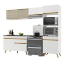 Ver imagem 1 de Armário de Cozinha Compacta 252cm Veneza Multimóveis V3692 Branco/Dourado