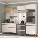 Ver imagem 3 de Armário de Cozinha Compacta 252cm Veneza Multimóveis V3692 Branco/Dourado