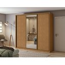 Ver imagem 1 de Guarda Roupa Casal com Espelho 3 Portas 6 Gavetas Spazio Lopas Amêndoa Clean