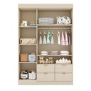 Ver imagem 3 de Guarda Roupa Roupeiro Ayla 100% MDF 3 Pts 4 Gav Detalhes Ripados Quarto de Bebê Off White Phoenix