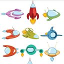 Ver imagem 1 de Papel de Parede Adesivo Infantil Astronauta Disco Voador Nave Espacial Foguete SSIN-044 - ROLO - 2M 