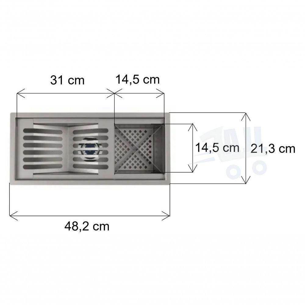 Calha Canal Módulos Removíveis Organizador de Inox 48cm - 2
