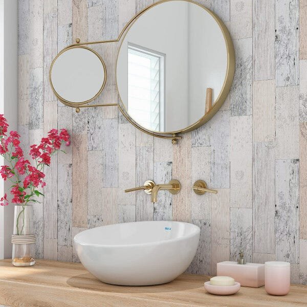 Papel de Parede 3d Madeira Demolição Clara Adesivo Vinilico SSMD-010 - ROLO - 10M X 50cm ( 5,0M² ) - 3