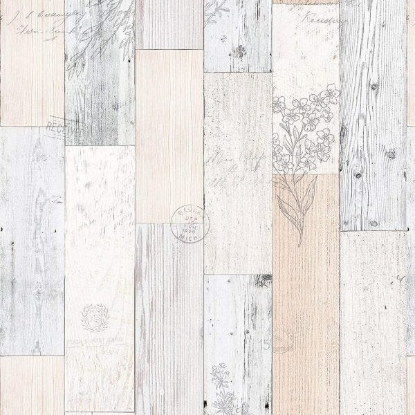 Papel de Parede 3d Madeira Demolição Clara Adesivo Vinilico SSMD-010 - ROLO - 10M X 50cm ( 5,0M² ) - 1