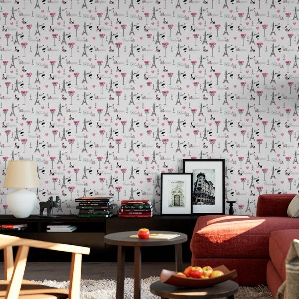 Papel de Parede Adesivo Quarto Jovem Feminino Teen Paris Torre Eiffel - SSCA-006 - ROLO - 3,00M X 50 - 4