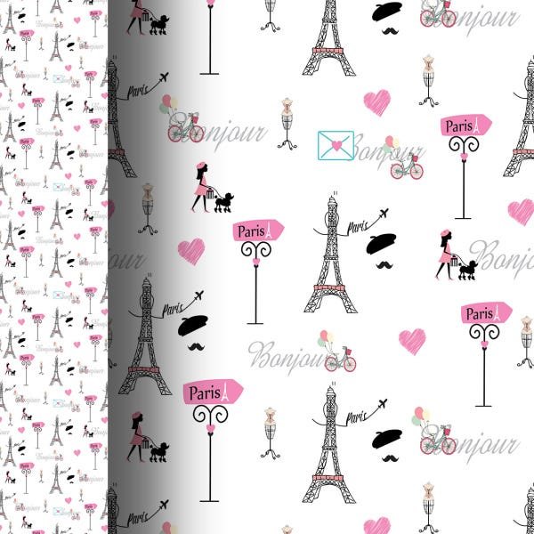 Papel de Parede Adesivo Quarto Jovem Feminino Teen Paris Torre Eiffel - SSCA-006 - ROLO - 3,00M X 50 - 2