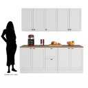 Ver imagem 3 de Cozinha Compacta Clássica com Tampo 6 Peças 200cm Unna Poliman Móveis
