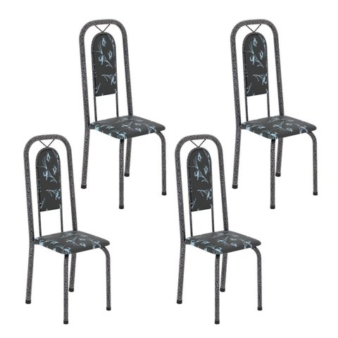 Cadeiras para Sala de Jantar 4 Unidades Lara Prata/Preto Floral/Mart