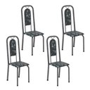 Ver imagem 1 de Cadeiras para Sala de Jantar 4 Unidades Lara Prata/Preto Floral/Mart