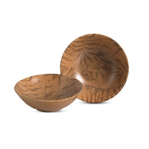 Conjunto 6 Bowls Decorados Palm Tree Terracota 300 Ml Alleanza Cerâmica