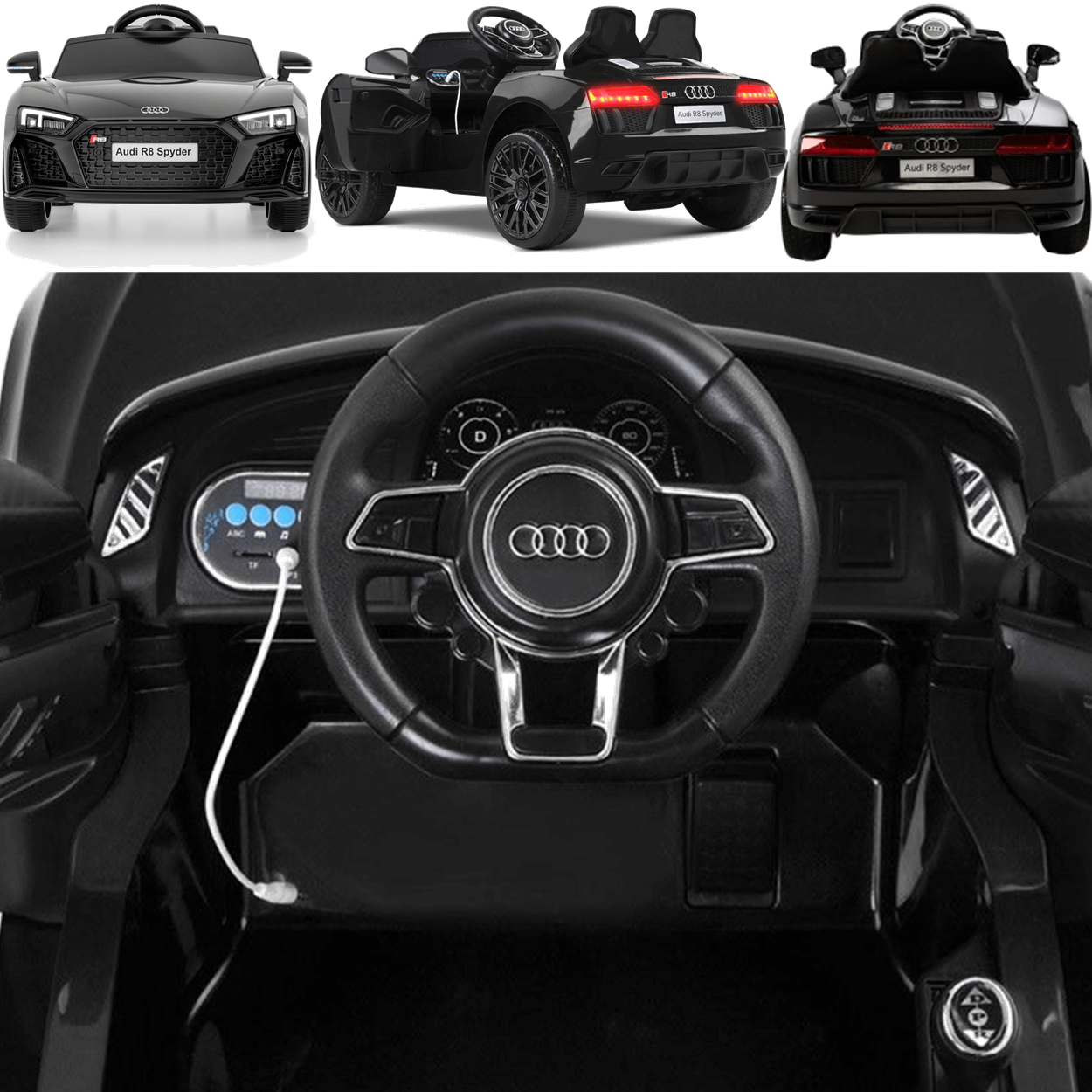 Carro Eletrico Zippy Toys Audi R8 Spyder 12v com Controle Preto ...