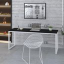 Ver imagem 2 de Mesa Kuadra Diretor 180x70x75cm Preto Ônix - Est. Branca Preto Ônix - Est. Branca