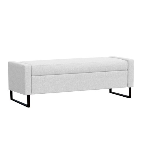 Recamier Bau Londres Base de Metal 1,20m Suede Branco - Clique Decorações
