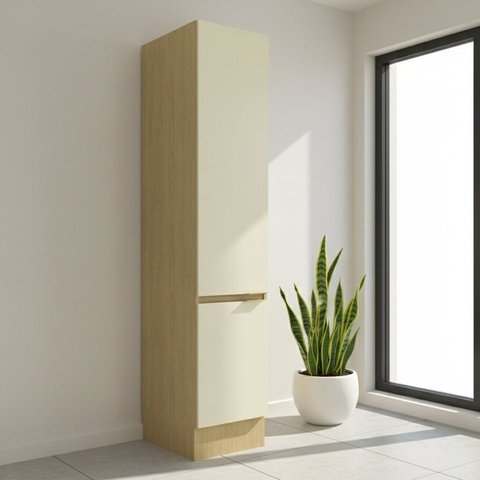 Paneleiro com Rodapé Armário 2 Portas e 4 Prateleiras 40cm Nanda TM4229 Nature/Arenas