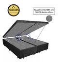 Ver imagem 2 de Base Box Baú Casal Luxo Blindado Bipartido NK Camas Suede Preto 41x138x188