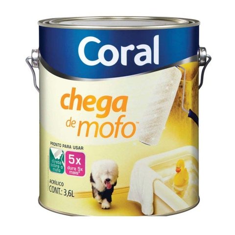 Tinta acrílica fosca Chega de Mofo branco 3,6L Coral
