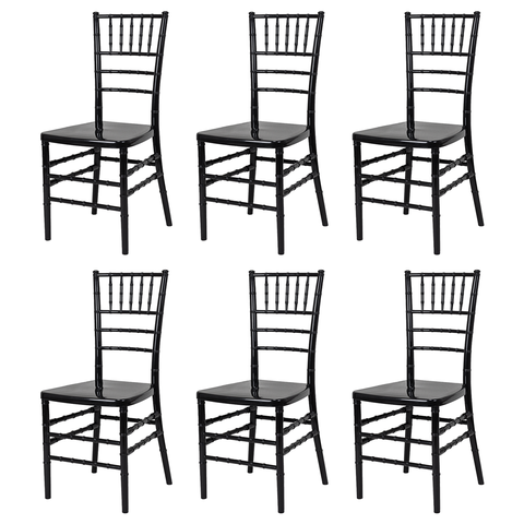 Conjunto 6 Cadeiras Tiffany Pretas em Polipropileno para Cozinha Festas e Espaço Gourmet