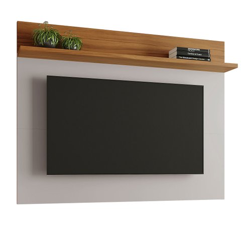 Painel para TV Assimério Off White com Freijó - MoveisAqui