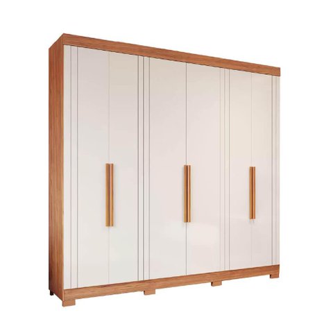 Guarda Roupa Panan Cecilia 6 Portas com Pés 100% MDF - Cinamomo/Off White