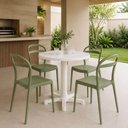 Ver imagem 2 de Conjunto Mesa Redonda Branca e 6 Cadeiras Monobloco Verde Ol