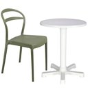 Ver imagem 1 de Conjunto Mesa Redonda Branca e 6 Cadeiras Monobloco Verde Ol