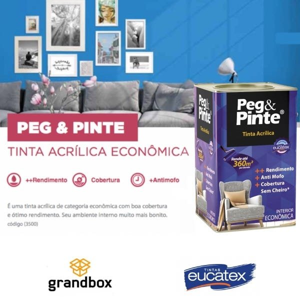 Tinta Acrílica Interna Economica Peg e Pinte 18L (Cores) - Branco Neve - 4