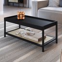 Ver imagem 2 de Conjunto Mesa de Centro e Mesa Lateral para Sala Pés Madeira Moss A03 Nero Preto - Lyam Decor
