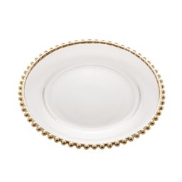 Prato de Cristal com Borda Dourada Pearl 20cm - Wolff - 1