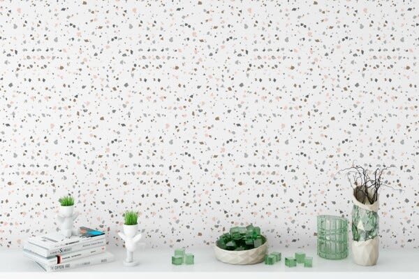 Papel De Parede Granilite Terrazzo Claro Lavável - 2