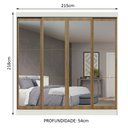 Ver imagem 4 de Guarda-roupa Casal Madesa Austin 4 Portas de Correr de Espelho 3 Gavetas