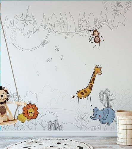 Papel de Parede Desenhos Amiguinhos Safári - 1