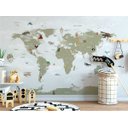 Ver imagem 2 de Papel de Parede Painel Mapa Mundi Verde