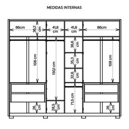 Guarda Roupa Grande Casal 6 Portas 4 Gavetas Marrom Next - 8