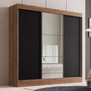 Ver imagem 1 de Guarda Roupa Casal Michigan 3 Portas 4 Gavetas 100% MDF com Espelho Castanho/Preto