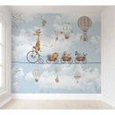 Ver imagem 1 de Papel De Parede Infantil Safari Trenzinho Balões Azul