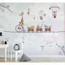 Ver imagem 1 de Papel De Parede Infantil Safari Trenzinho Balões Menino e Menina