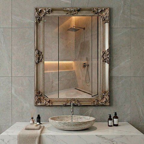 Espelho com Moldura em Resina de Parede 107x77x8cm