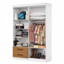Ver imagem 3 de Guarda-roupa Solteiro Genova 4 Portas 2 Gavetas com Espelho Branco/cinamomo - Carioca Móveis