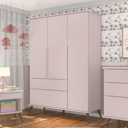 Guarda Roupa Infantil Melinda com 3 Portas - Rosa - 1