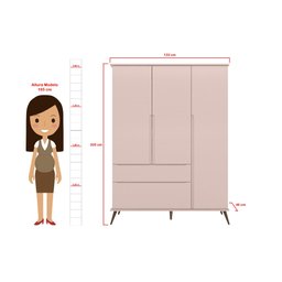 Guarda Roupa Infantil Melinda com 3 Portas - Rosa - 6