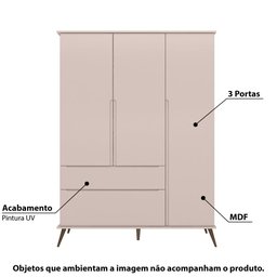 Guarda Roupa Infantil Melinda com 3 Portas - Rosa - 2