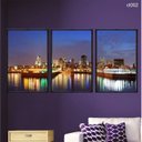 Ver imagem 2 de Kit 03 Quadros Decorativos - Cidade Noturna Ct002 - Tela Canvas - Kit 3 Quadros 60x80cm Cada Quadro