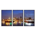 Ver imagem 1 de Kit 03 Quadros Decorativos - Cidade Noturna Ct002 - Tela Canvas - Kit 3 Quadros 60x80cm Cada Quadro